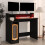 VidaXL vidaXL Desk Computer Table with LED Lights Work Table Black Engineered Wood 5