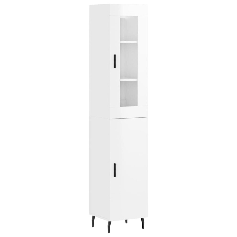 Vidaxl White Highboard Sideboard Cupboard Cabinet High Gloss Engineered Wood