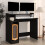 VidaXL vidaXL Desk Computer Table with LED Lights Work Table Black Engineered Wood 6