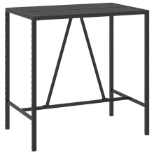 (black, 110 x 70 x 110 cm) vidaXL Bar Table Bistro Table Outdoor Dining Table with Glass Top Poly Rattan