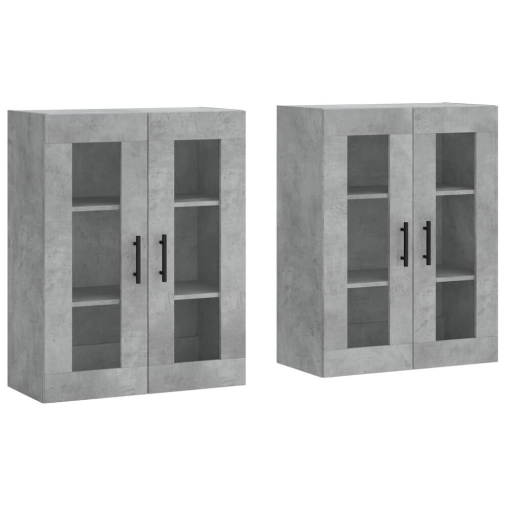 vidaXL Wall Mounted Cabinets Cupboard 2 pcs Concrete Grey Engineered Wood