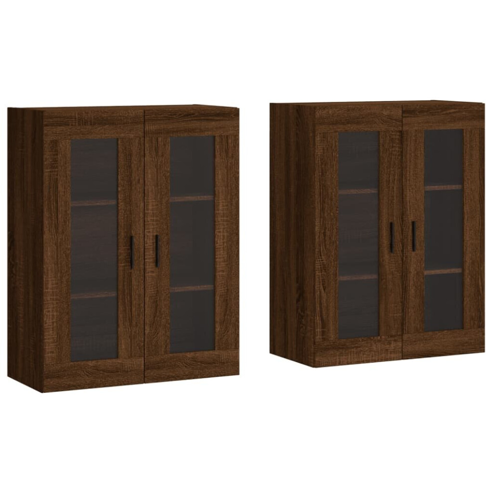 vidaXL Wall Mounted Cabinets Storage Cupboard2 pcs Brown Oak Engineered Wood