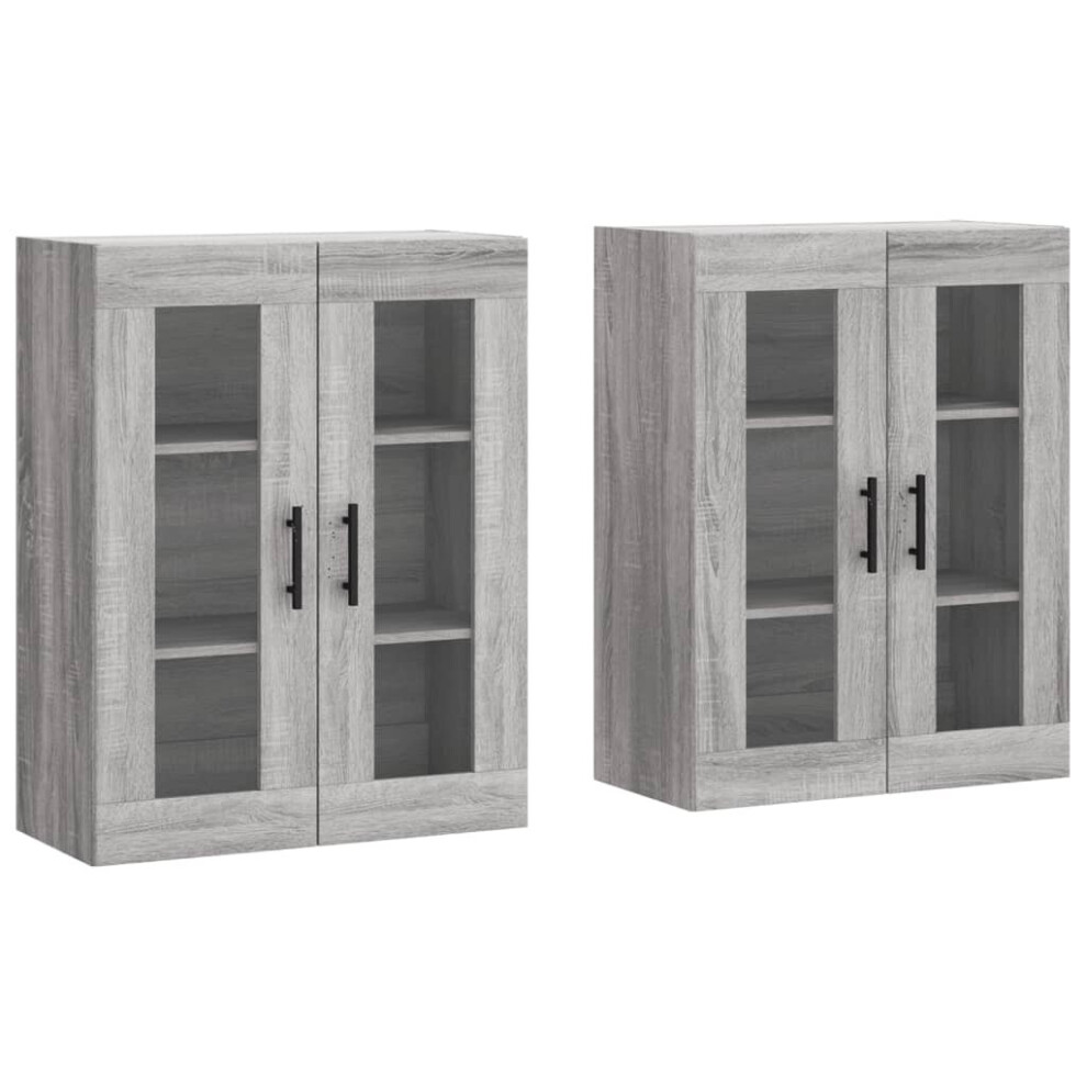 vidaXL Wall Mounted Cabinets Side Cabinet 2 pcs Grey Sonoma Engineered Wood