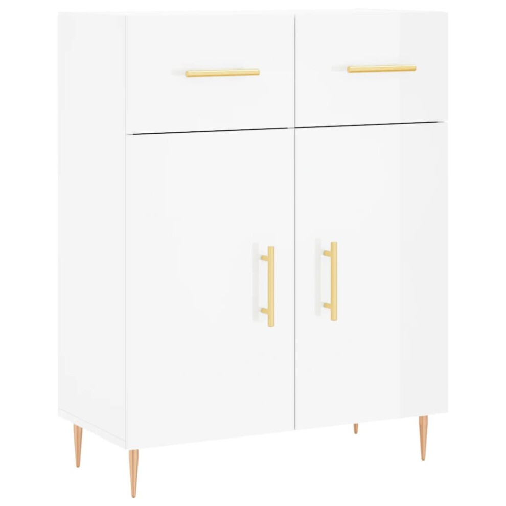 vidaXL Sideboard Storage Cabinet Cupboard High Gloss White Engineered Wood