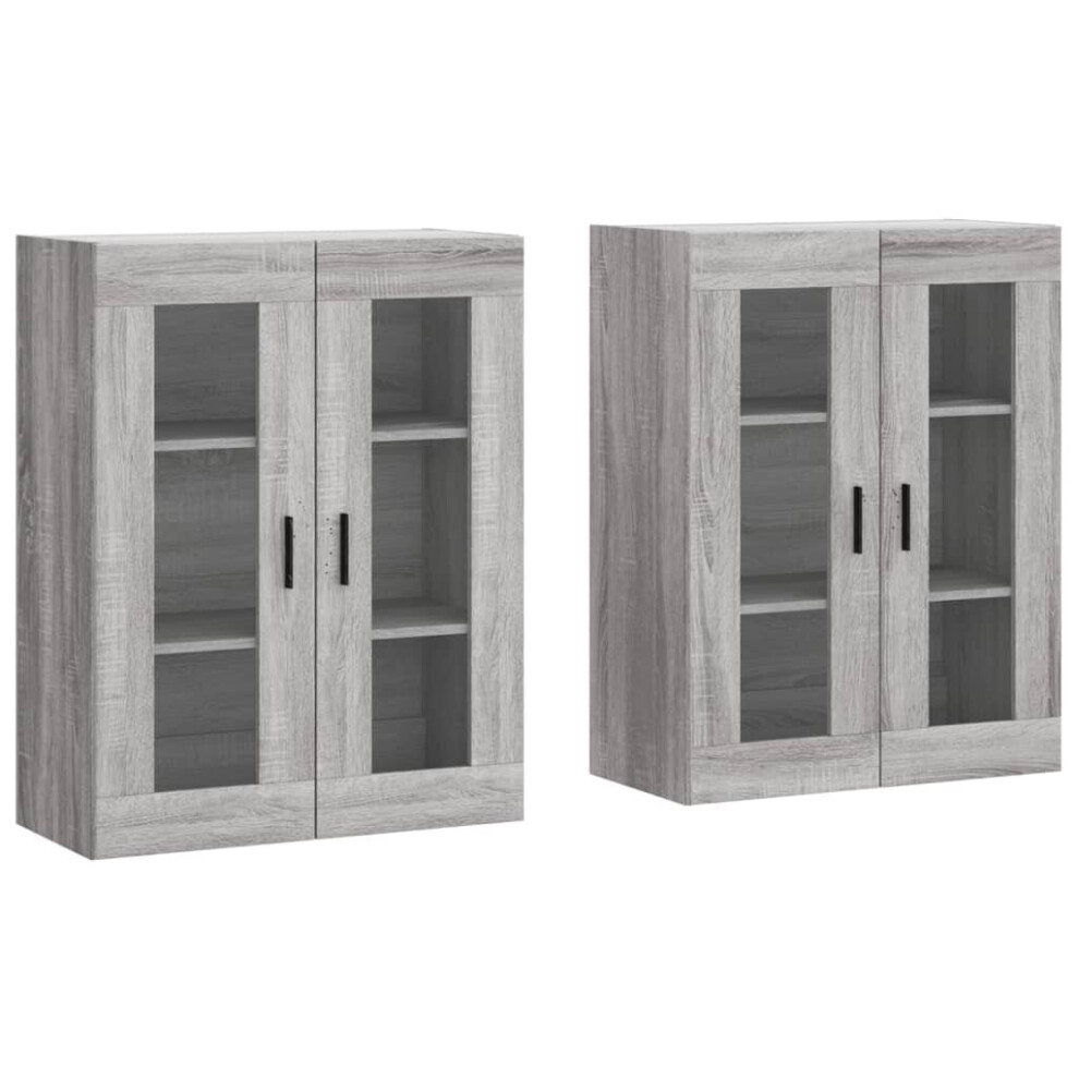 vidaXL Wall Mounted Cabinets Storage Cupboard2 pcs Grey Sonoma Engineered Wood