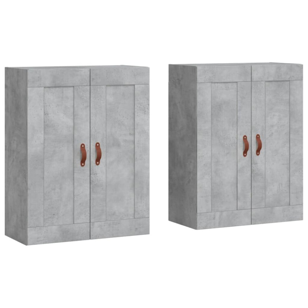 Vidaxl Wall Mounted Cabinets Cupboard 2 Pcs Concrete Engineered Wood Grey