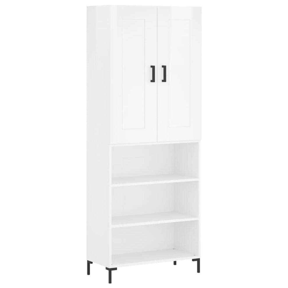 vidaXL Highboard Sideboard Cupboard Cabinet High Gloss White Engineered Wood