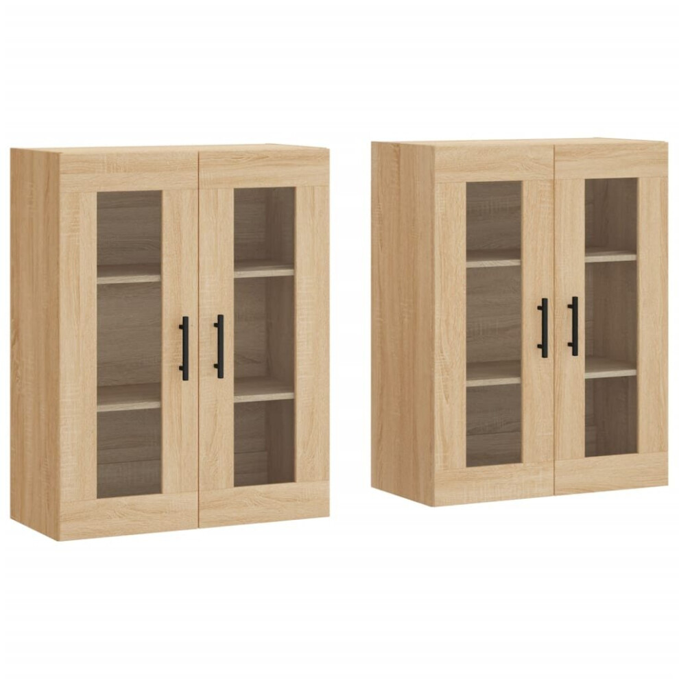 vidaXL Wall Mounted Cabinets Storage Cabinet 2 pcs Sonoma Oak Engineered Wood