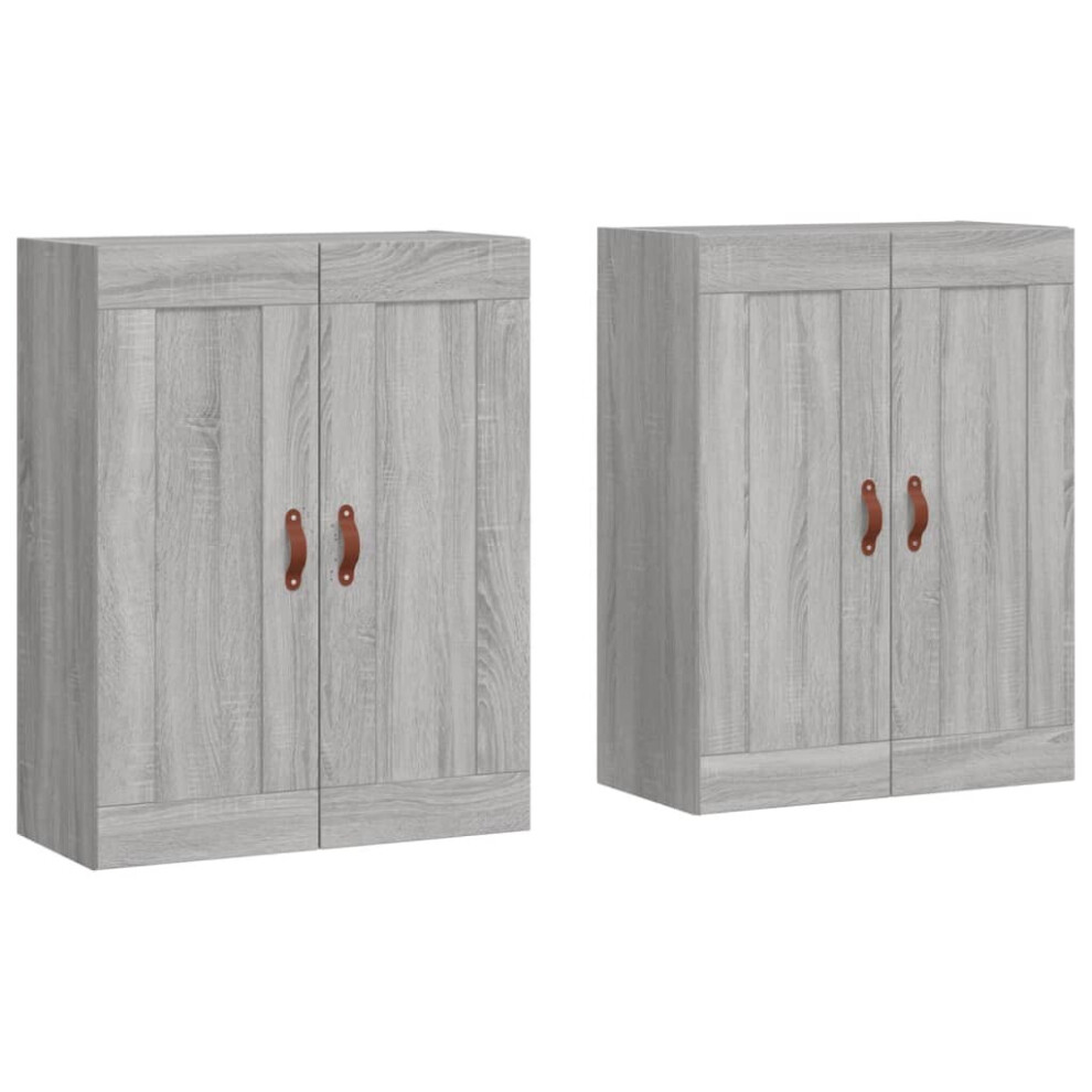 vidaXL Wall Mounted Cabinets - 2 pcs Grey Engineered Wood - 90x69.5x34 cm - Image 2