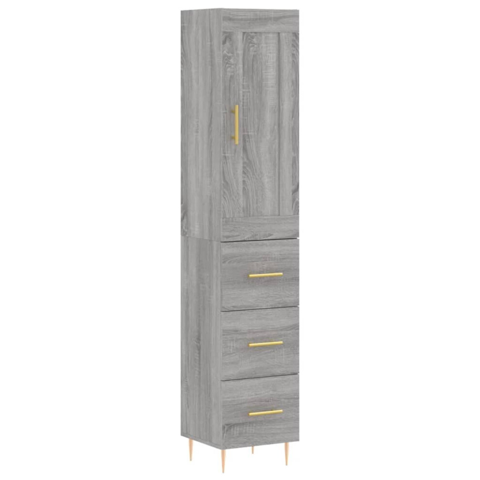 (grey sonoma, 3 drawers) vidaXL Highboard Sideboard Tall Storage Cabinet Side Cabinet Engineered Wood