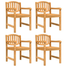 (4 pcs) vidaXL Garden Chairs Wooden Stackable Dining Chair Armchairs Solid Wood Teak