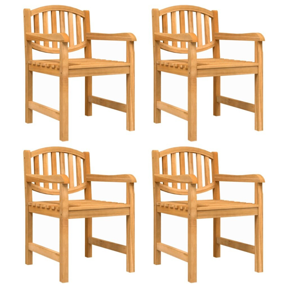 Vidaxl (4 Pcs) Garden Chairs Wooden Stackable Dining Chair Armchairs Solid Wood Teak