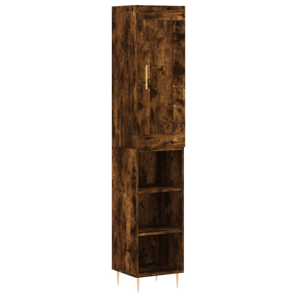 Vidaxl (Smoked Oak, Shelves) Highboard Sideboard Tall Storage Cabinet Side Cabinet Engineered Wood Size 3