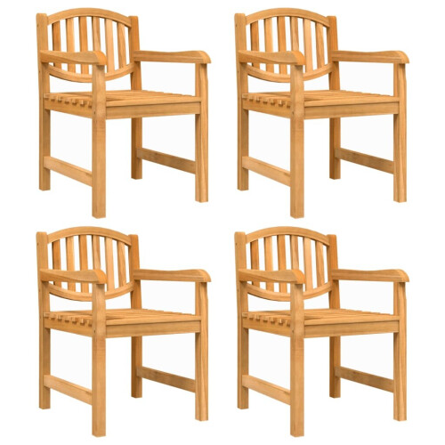 VidaXL (4 pcs) vidaXL Garden Chairs Wooden Stackable Dining Chair Armchairs Solid Wood Teak 1