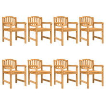 (8 pcs) vidaXL Garden Chairs Wooden Stackable Dining Chair Armchairs Solid Wood Teak
