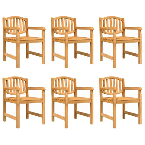 VidaXL (6 pcs) vidaXL Garden Chairs Wooden Stackable Dining Chair Armchairs Solid Wood Teak 1