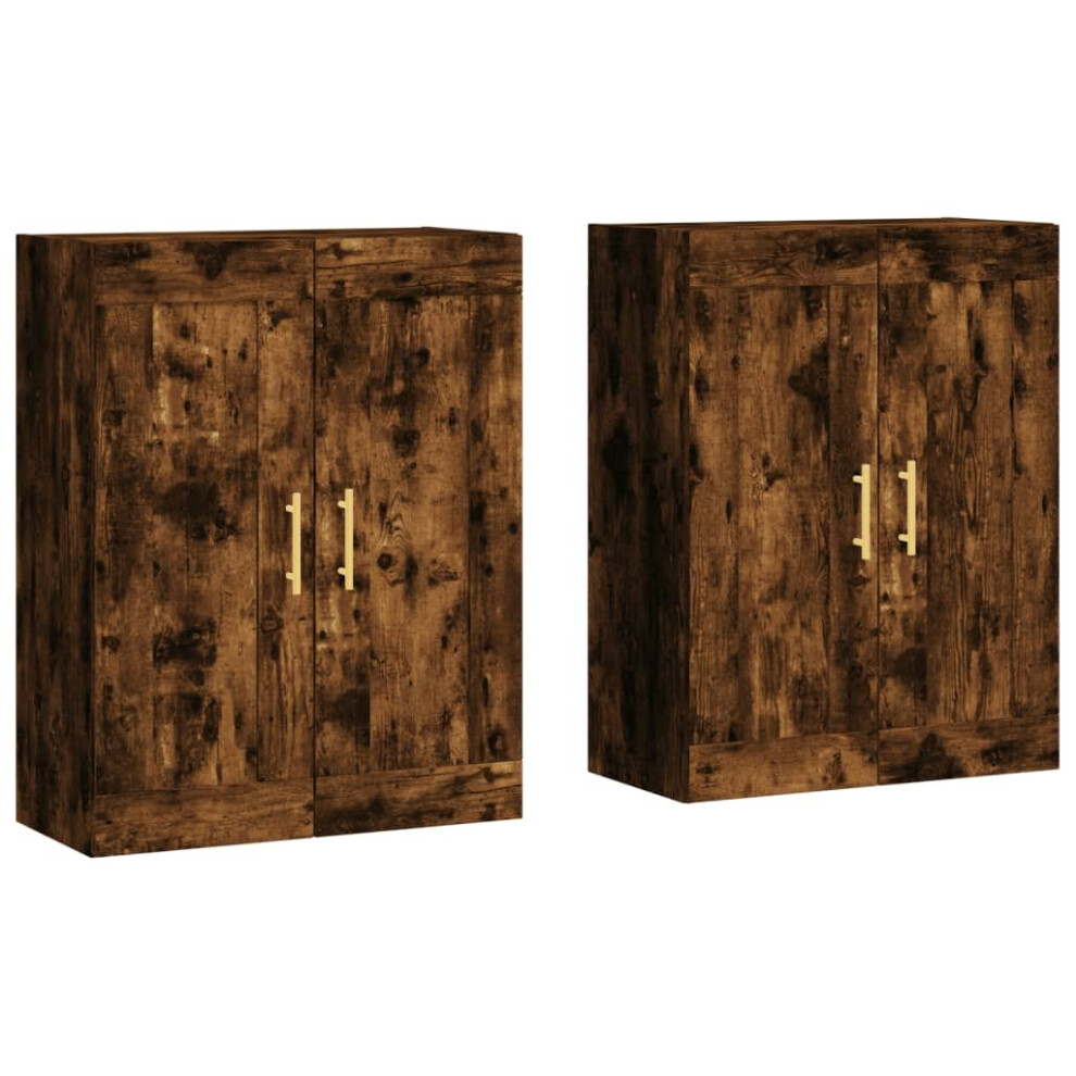 Vidaxl Wall Mounted Cabinets Storage Cabinet 2 Pcs Smoked Oak Engineered Wood