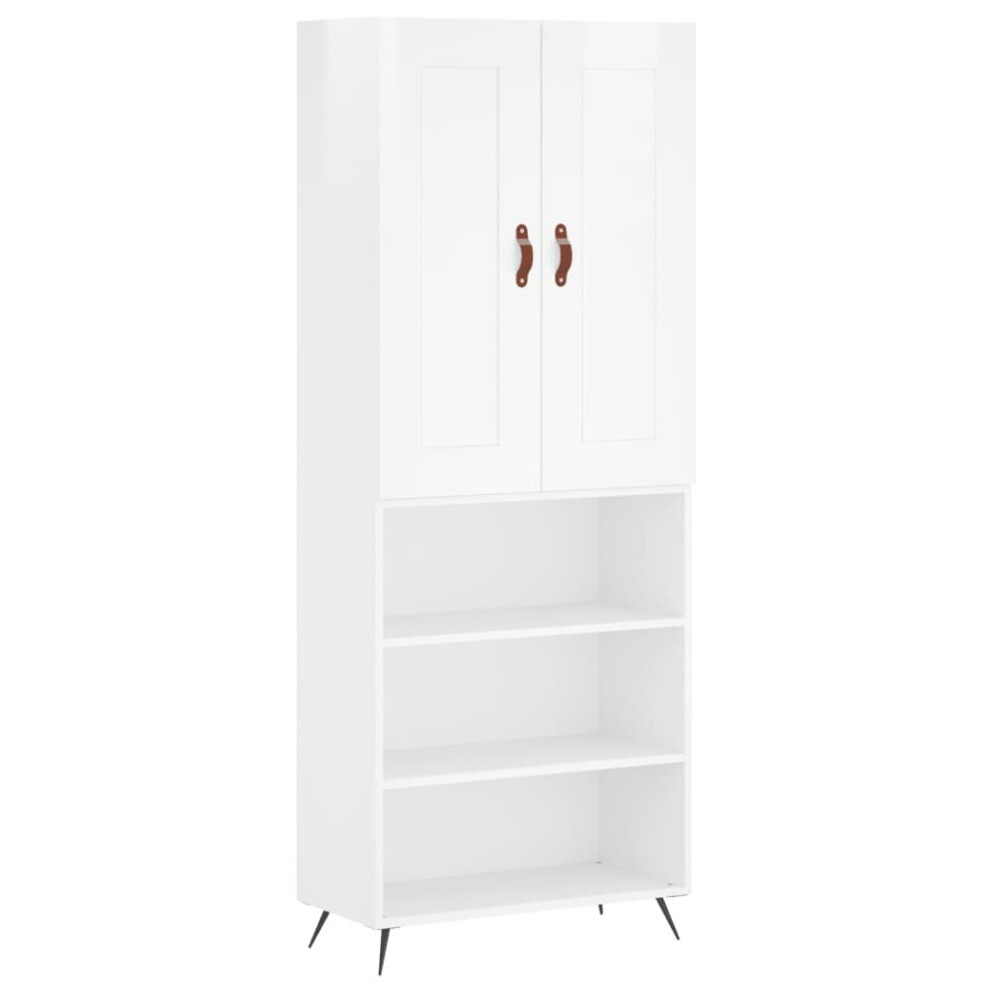 (high gloss white, 3 shelves) vidaXL Highboard Sideboard Tall Storage Cabinet Side Cabinet Engineered Wood