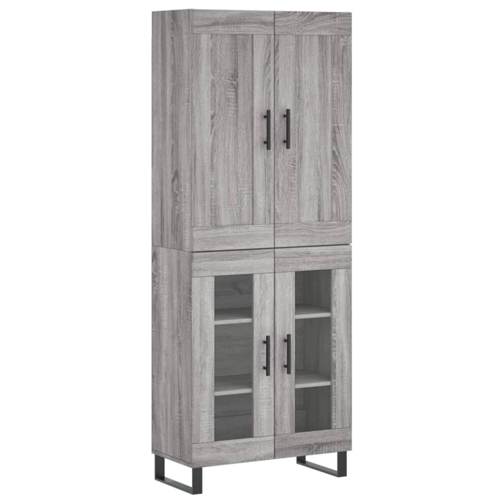 Vidaxl Grey Highboard Sideboard Cupboard Side Cabinet Sonoma Engineered Wood