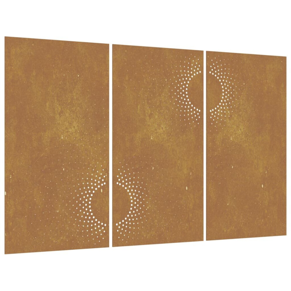 vidaXL Garden Wall Decoration Wall Art Decors 3 pcs Corten Steel Sun Design