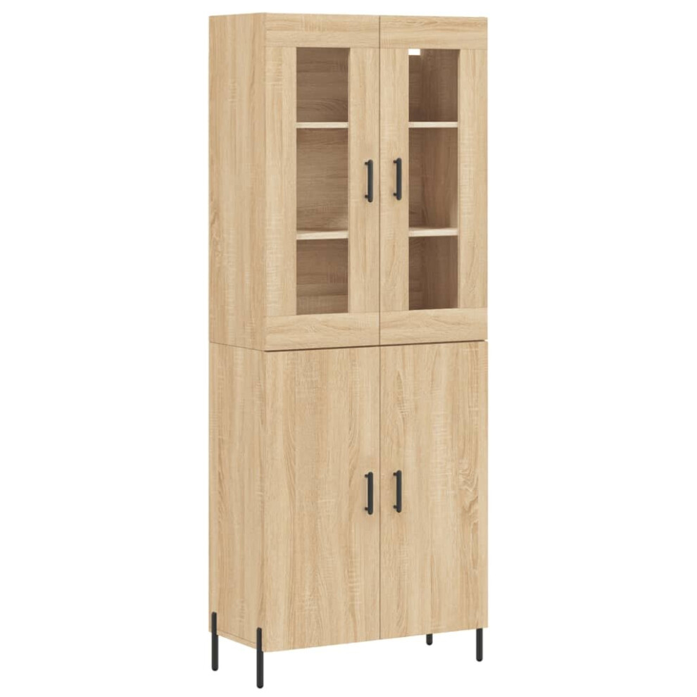 Vidaxl (Sonoma Oak, 2 Doors) Highboard Sideboard Tall Storage Cabinet Side Cabinet Engineered Wood