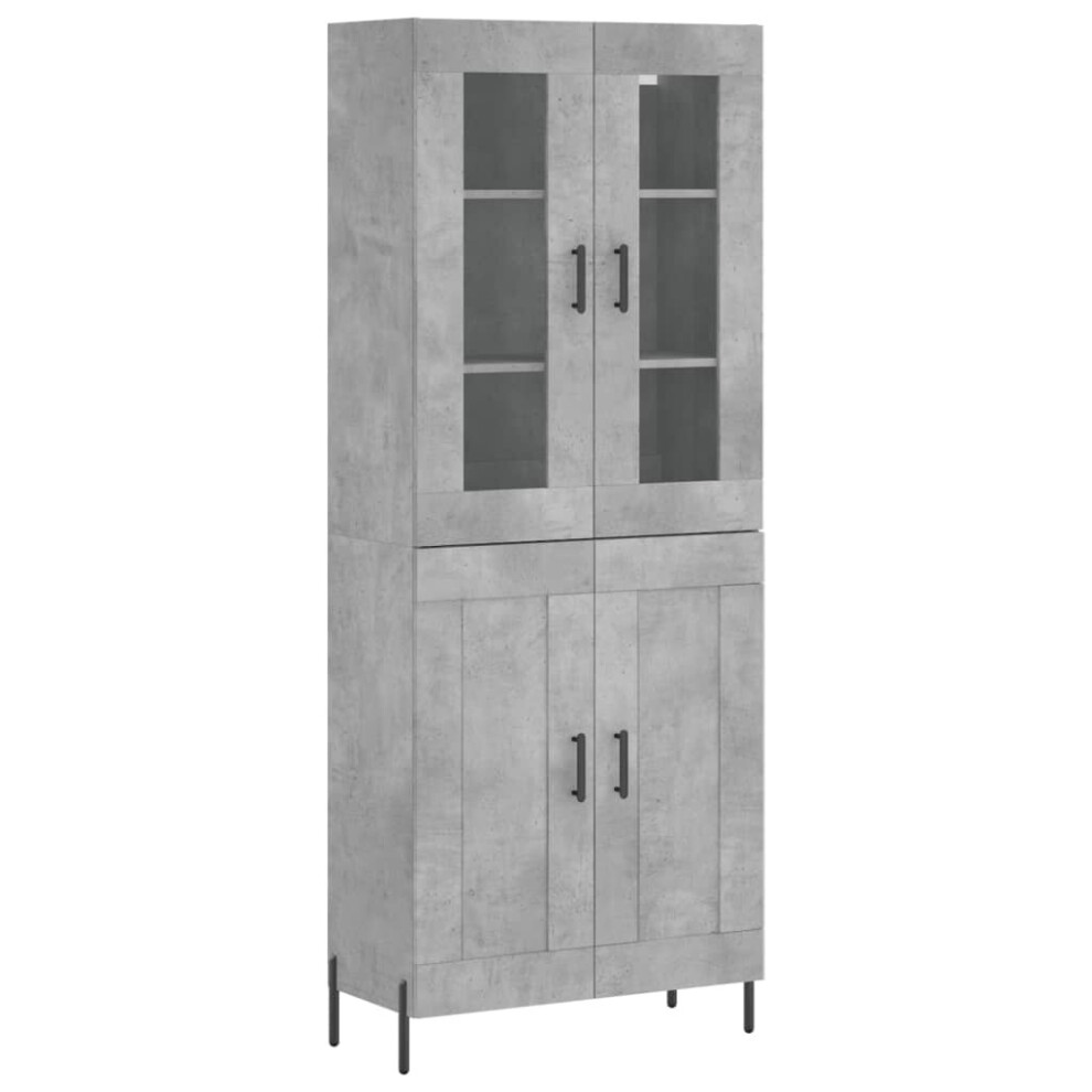 Vidaxl (Concrete Grey, 2 Wood Doors) Highboard Sideboard Tall Storage Cabinet Side Cabinet Engineered Wood