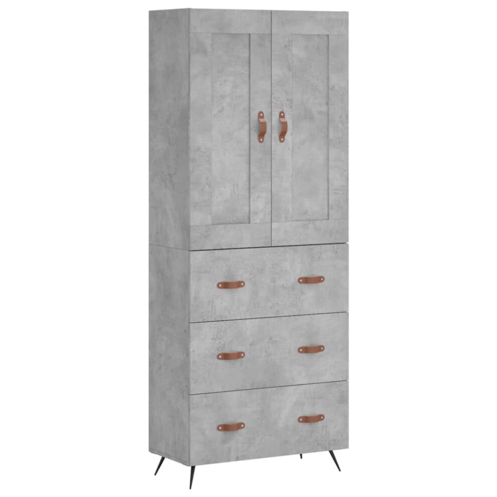 Vidaxl (Concrete Drawers) Highboard Sideboard Tall Storage Cabinet Side Cabinet Engineered Wood Grey Size 3