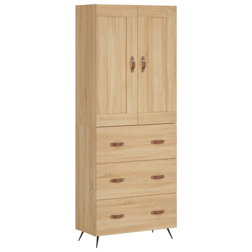 Vidaxl (Sonoma Oak, 3 Drawers) Highboard Sideboard Tall Storage Cabinet Side Cabinet Engineered Wood