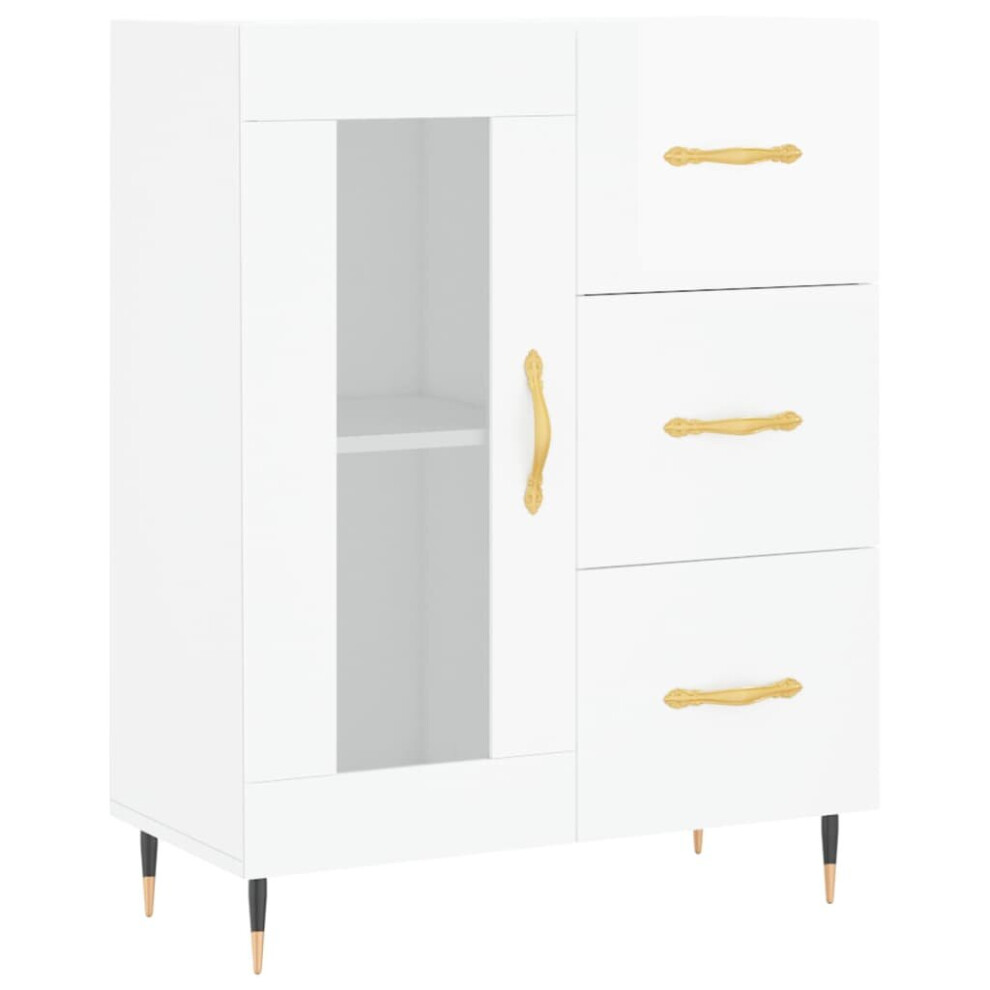 vidaXL Sideboard Storage Cabinet Cupboard High Gloss White Engineered Wood