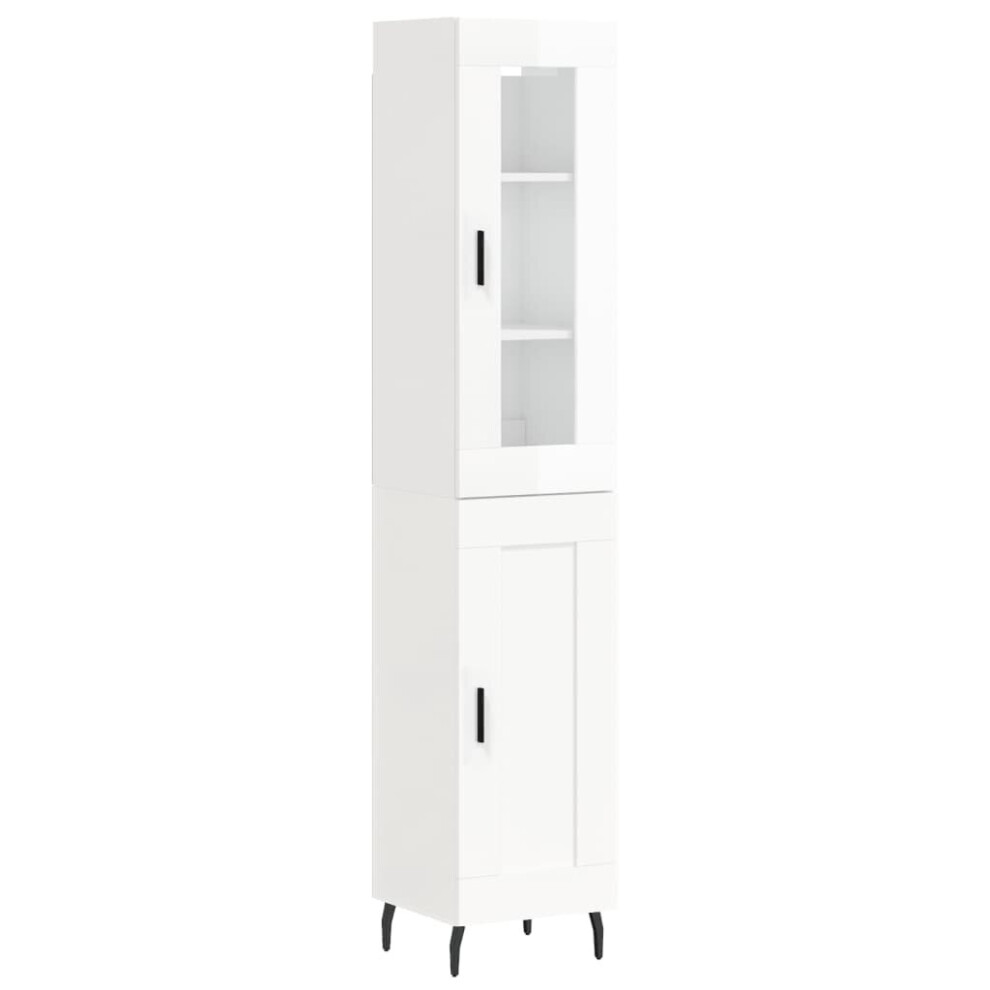 vidaXL Highboard Sideboard Cupboard Cabinet High Gloss White Engineered Wood