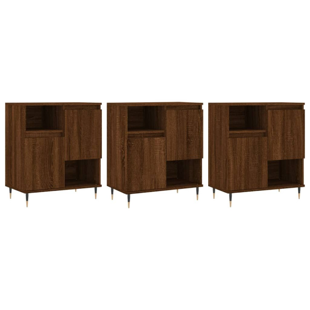 (brown oak, 3 pcs) vidaXL Sideboard Storage Cupboard Side Cabinets 3 pcs White Engineered Wood