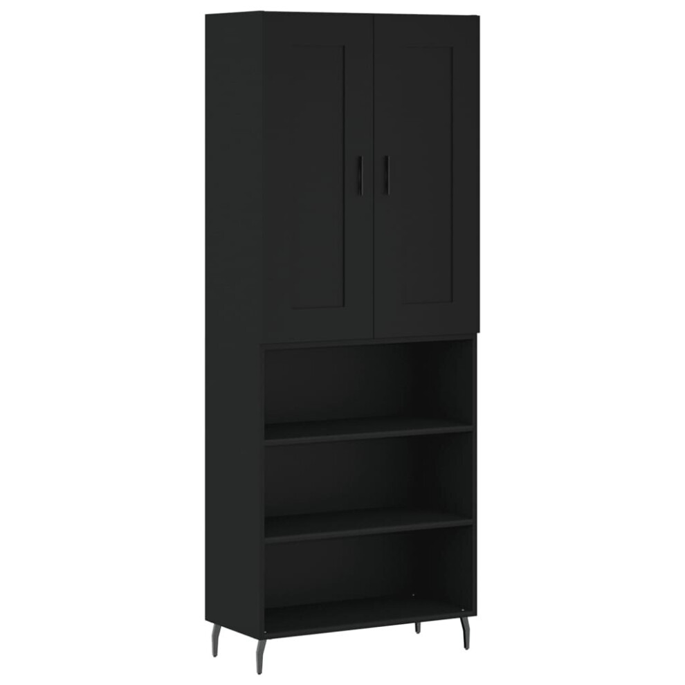 vidaXL Highboard Sideboard Cupboard Storage Cabinet Black Engineered Wood