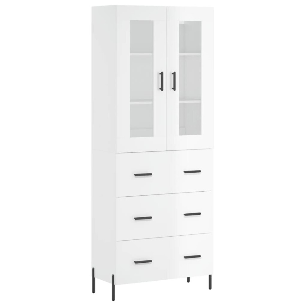 (high gloss white, 3 drawers) vidaXL Highboard Sideboard Tall Storage Cabinet Side Cabinet Engineered Wood