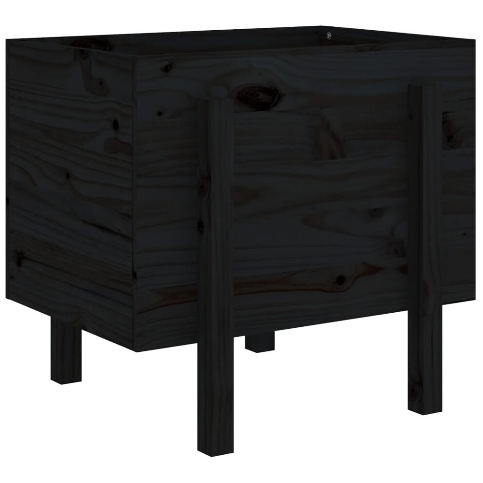 Vidaxl Garden Planter Flower Box Garden Pot Plant Pot Black Solid Wood Pine