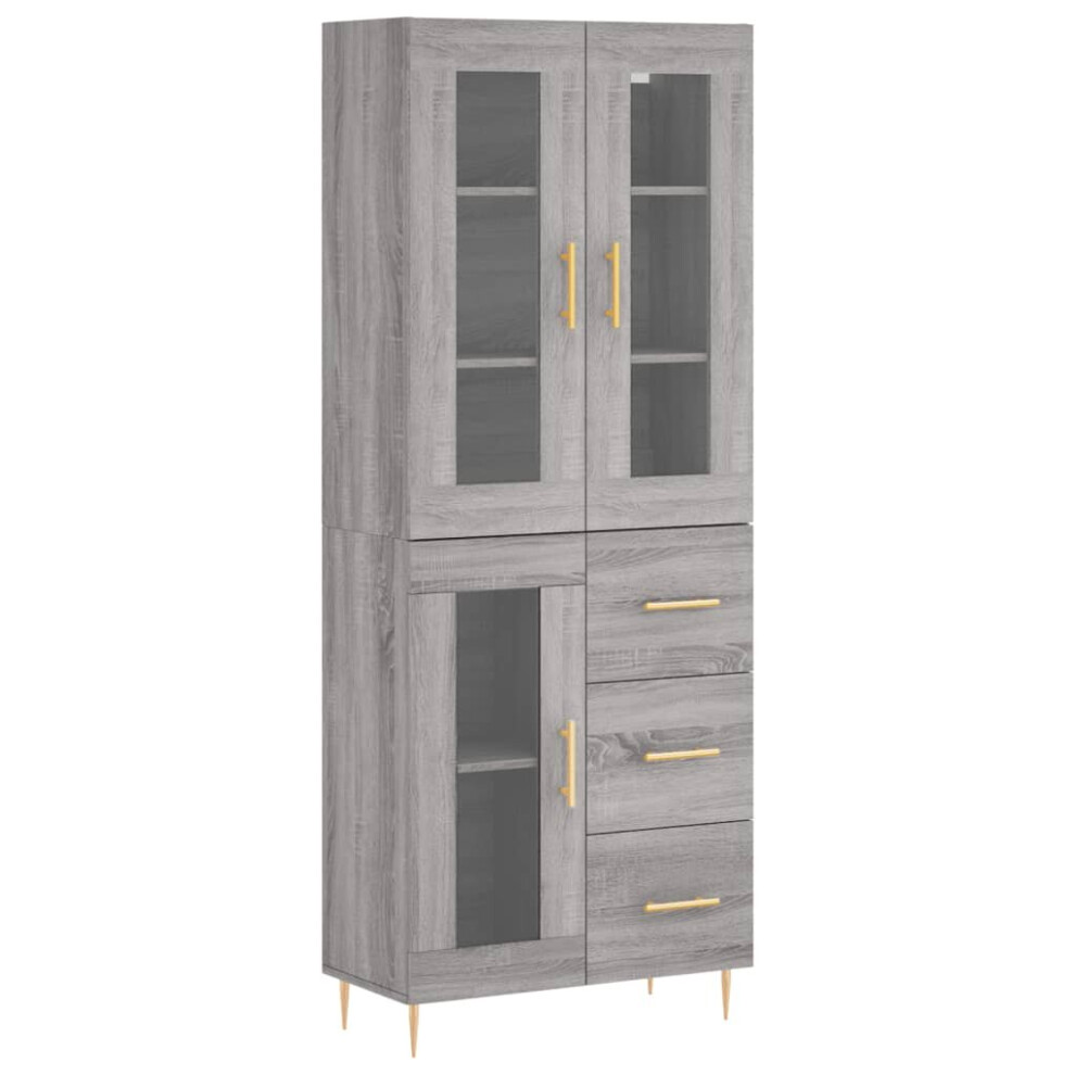 (grey sonoma, 1 glass door 3 drawers) vidaXL Highboard Sideboard Tall Storage Cabinet Side Cabinet Engineered Wood