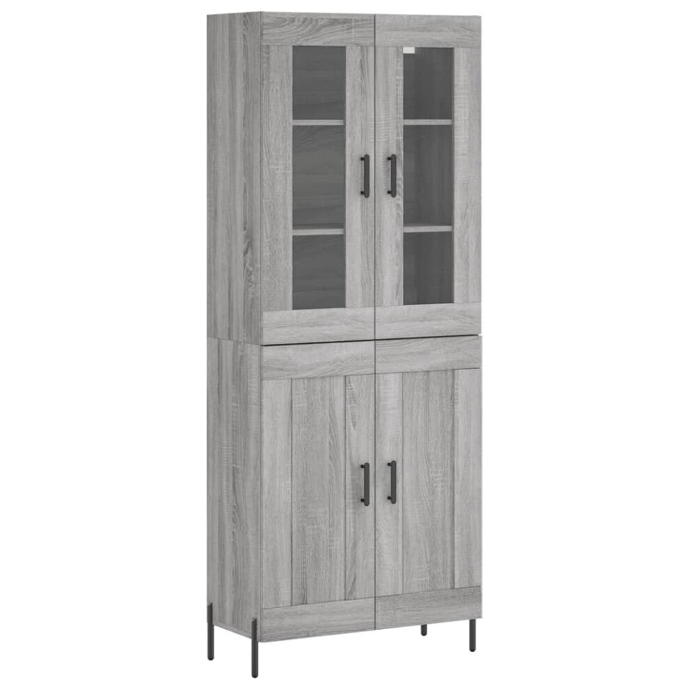 Photos - Other Furniture VidaXL   Highboard Sideboard Tall Storage Cabinet Side Cabinet Engineered Wood (grey sonoma, 2 wood doors)