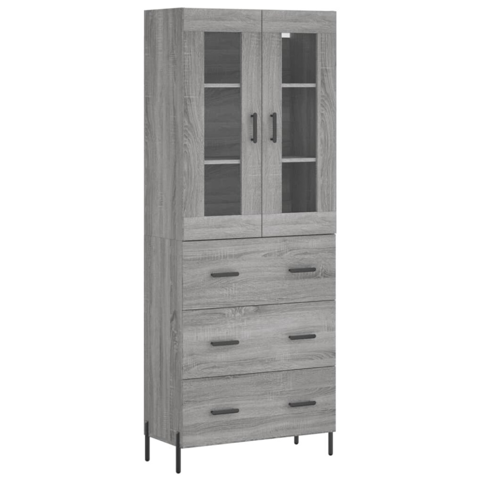 Vidaxl ( Sonoma, 3 Drawers) Highboard Sideboard Tall Storage Cabinet Side Cabinet Engineered Wood Grey