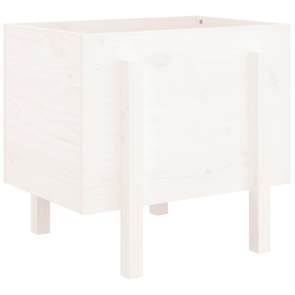 Vidaxl Garden Planter Flower Box Garden Pot Plant Pot White Solid Wood Pine