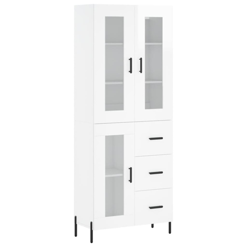 (high gloss white, 1 glass door 3 drawers) vidaXL Highboard Sideboard Tall Storage Cabinet Side Cabinet Engineered Wood