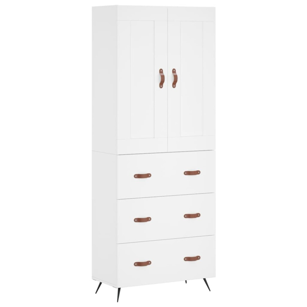 Vidaxl (White, 3 Drawers) Highboard Sideboard Tall Storage Cabinet Side Cabinet Engineered Wood