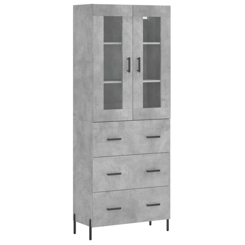 Vidaxl (Concrete 3 Drawers) Highboard Sideboard Tall Storage Cabinet Side Cabinet Engineered Wood Grey