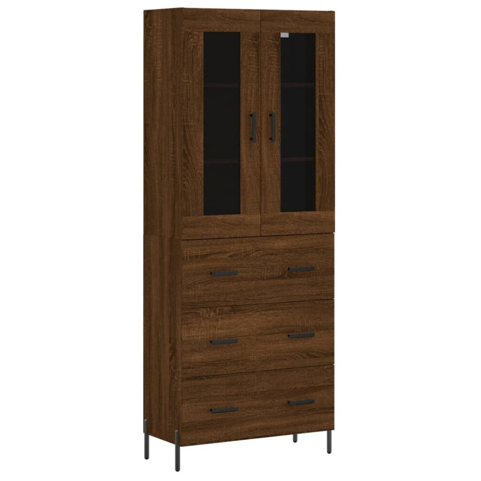 (brown oak, 3 drawers) vidaXL Highboard Sideboard Tall Storage Cabinet Side Cabinet Engineered Wood