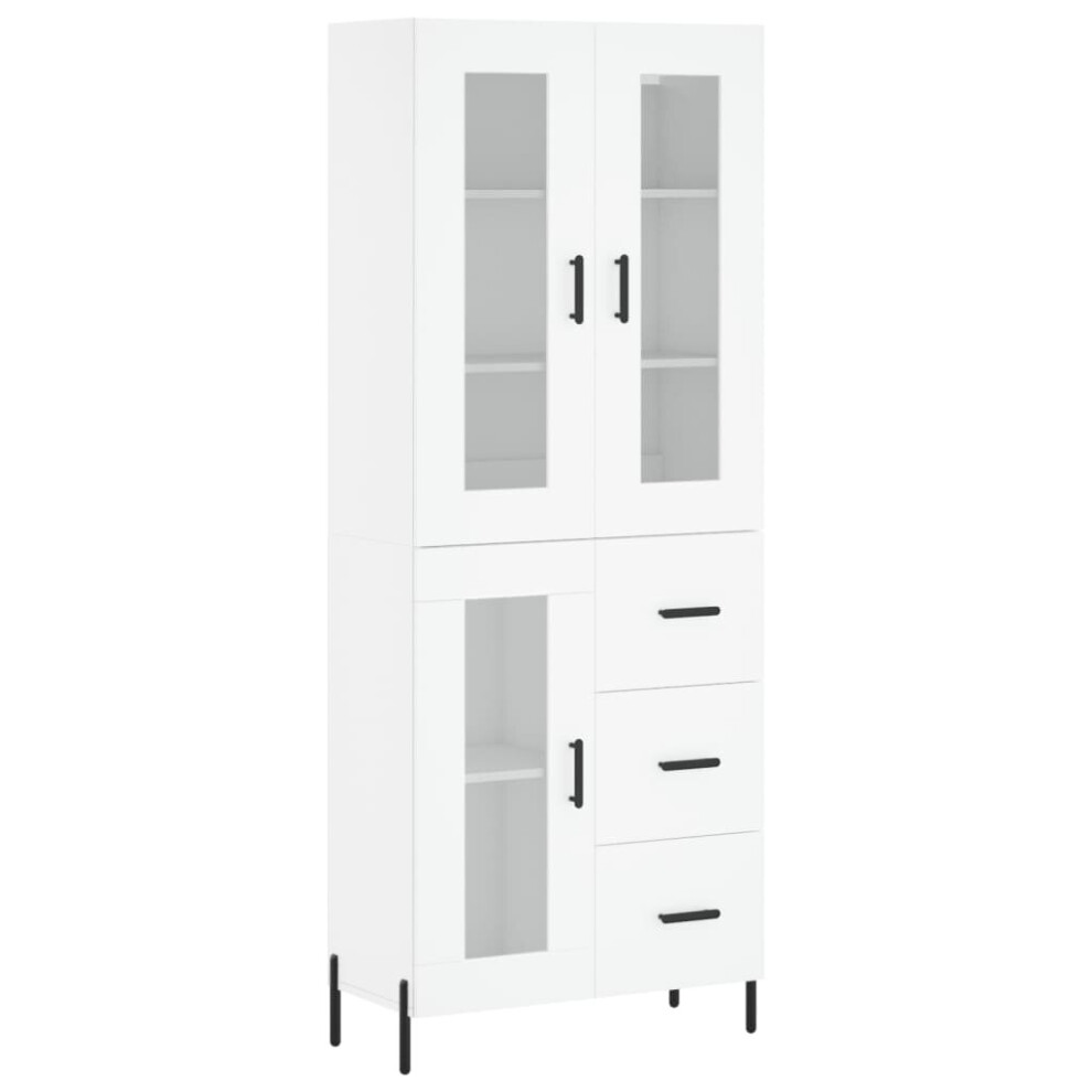 Vidaxl (White, 1 Glass Door 3 Drawers) Highboard Sideboard Tall Storage Cabinet Side Cabinet Engineered Wood