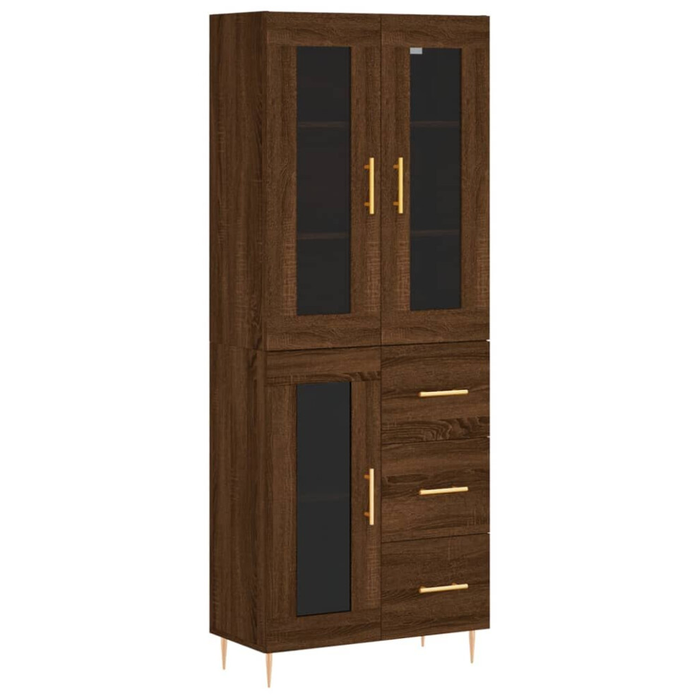 (brown oak, 1 glass door 3 drawers) vidaXL Highboard Sideboard Tall Storage Cabinet Side Cabinet Engineered Wood