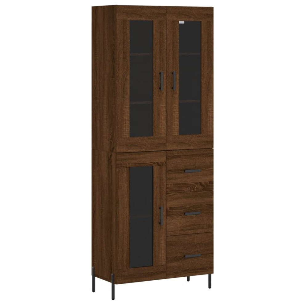 (brown oak, 1 glass door 3 drawers) vidaXL Highboard Sideboard Tall Storage Cabinet Side Cabinet Engineered Wood