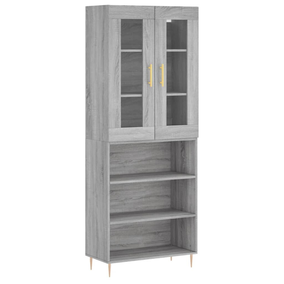 (grey sonoma, 3 shelves) vidaXL Highboard Sideboard Tall Storage Cabinet Side Cabinet Engineered Wood