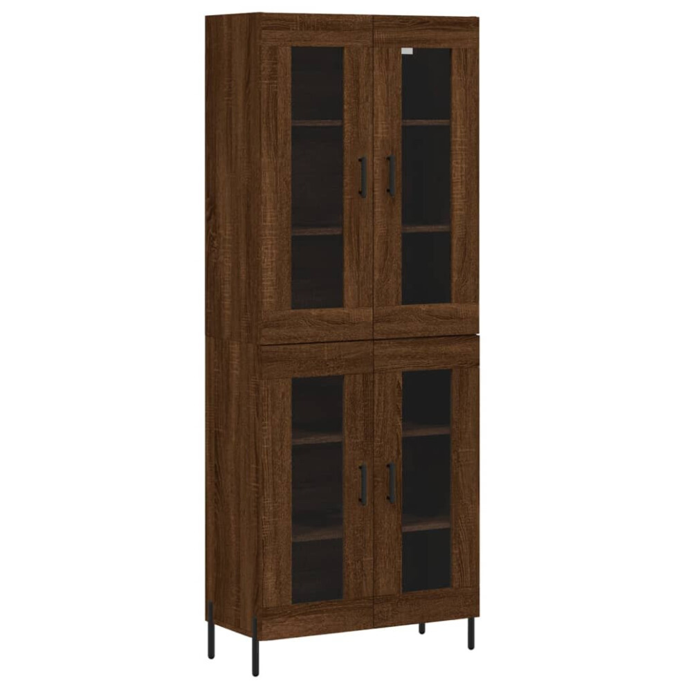 (brown oak, 2 glass doors) vidaXL Highboard Sideboard Tall Storage Cabinet Side Cabinet Engineered Wood