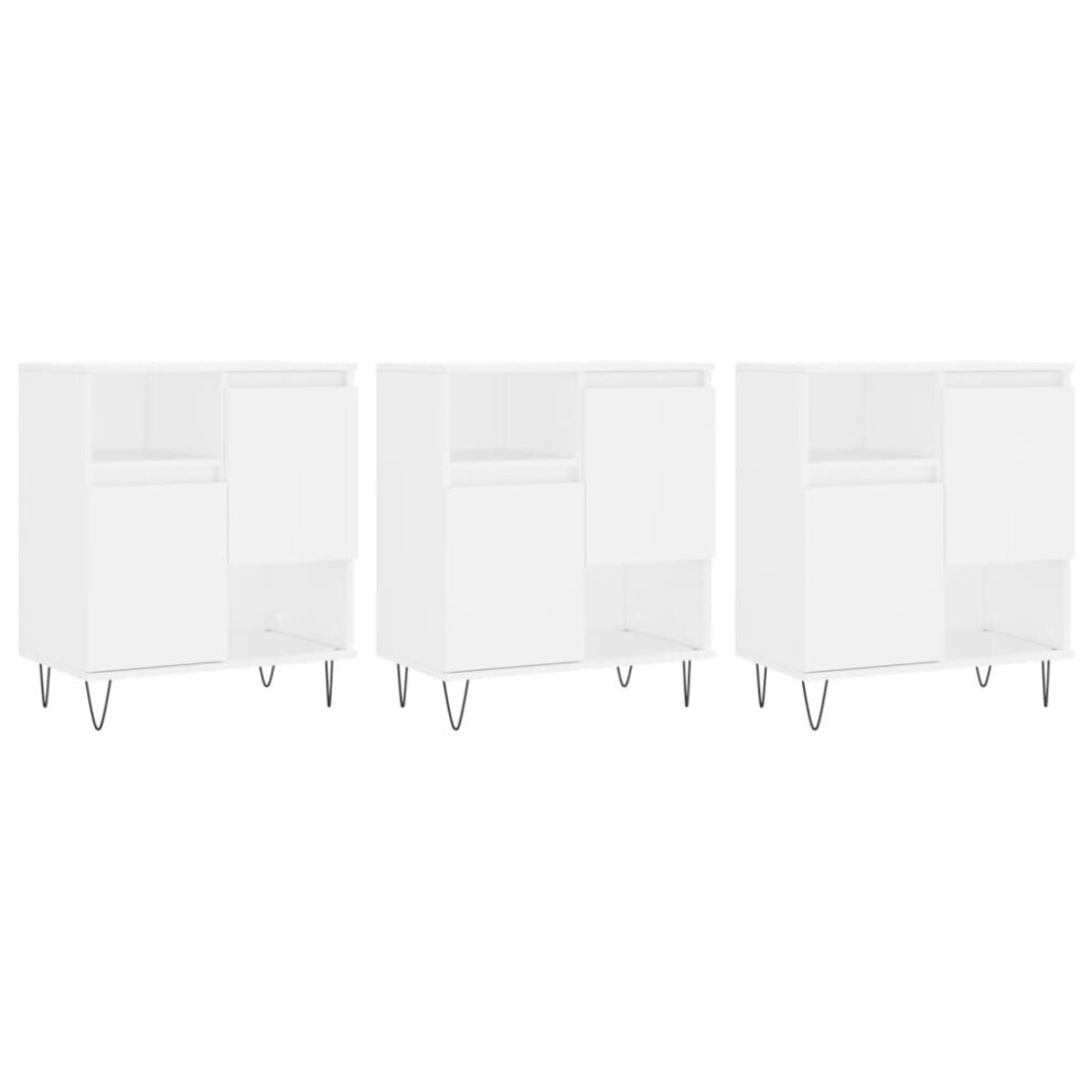 (white, 3 pcs) vidaXL Sideboard Storage Cupboard Side Cabinets 3 Pcs White Engineered Wood