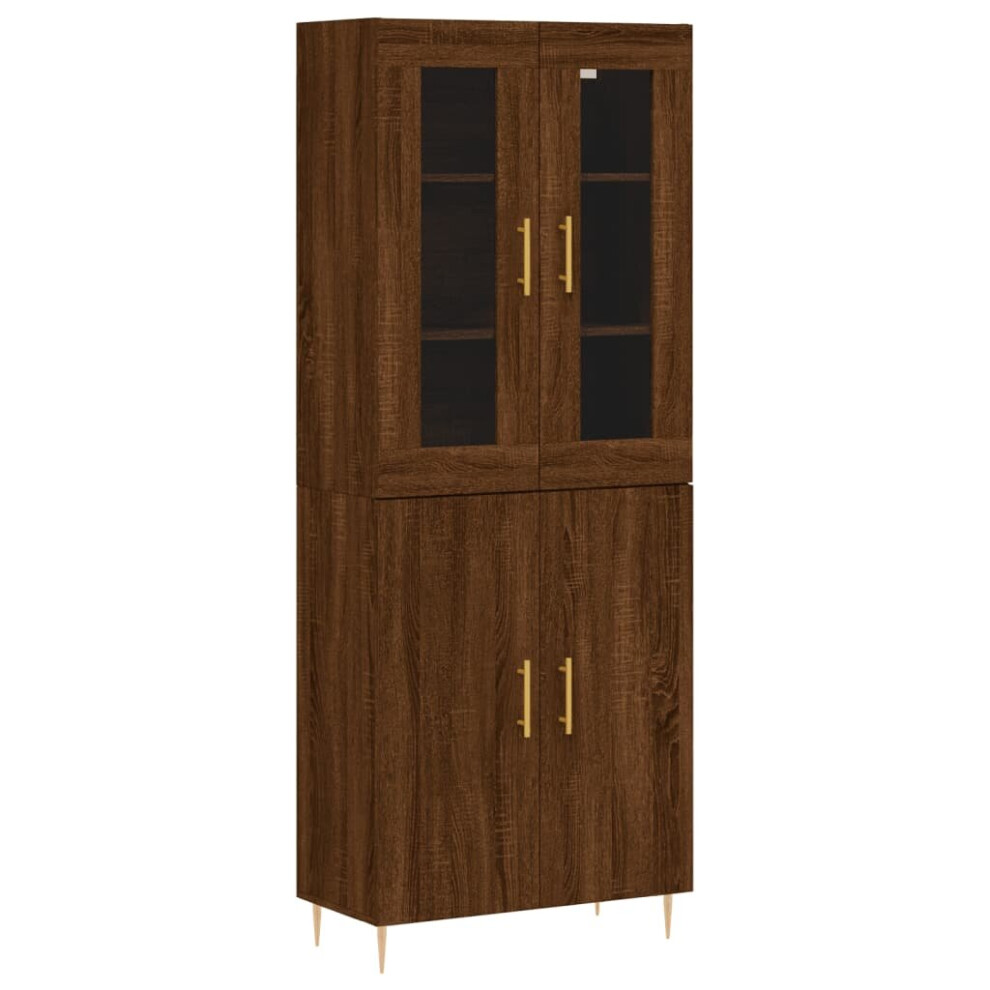 (brown oak, 2 doors) vidaXL Highboard Sideboard Tall Storage Cabinet Side Cabinet Engineered Wood