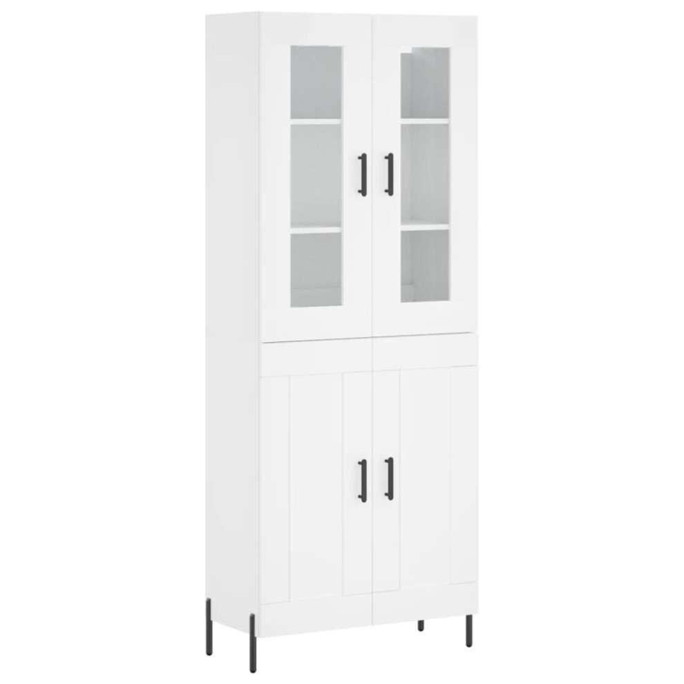 Vidaxl (White, 2 Wood Doors) Highboard Sideboard Tall Storage Cabinet Side Cabinet Engineered Wood